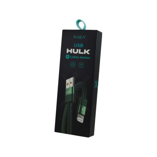 CABLE USB HULK LIGHTNING XAEA VERDE IPHONE
