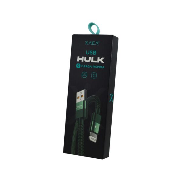 CABLE USB HULK LIGHTNING XAEA VERDE IPHONE