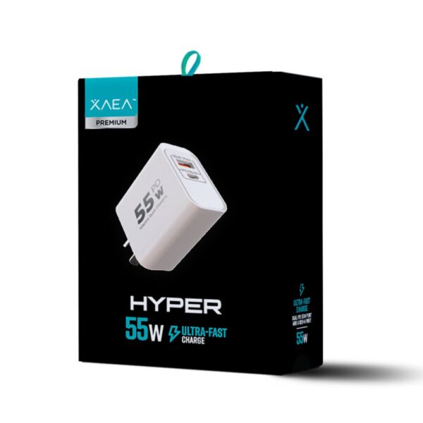 ADAPTADOR-CARGADOR 220V HYPER 5,4A 1USB + 1TC XAEA BLANCO